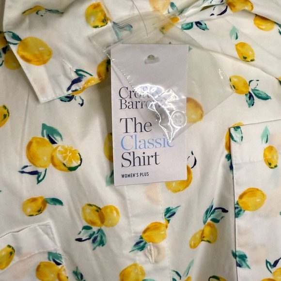 NWT Croft & Barrow Yellow Lemon Print Button Down Fruit Lightweight 2XL/XXL - Picture 4 of 5